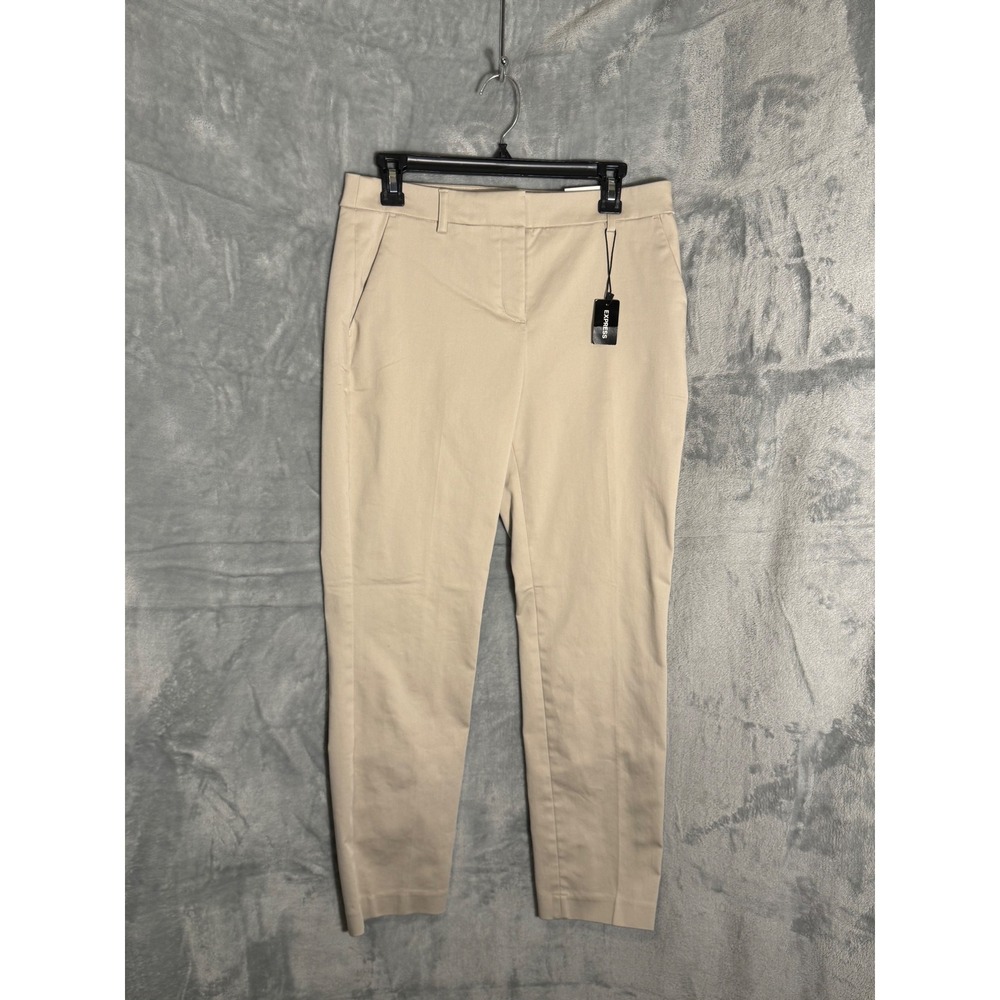 Express Columnist Ankle Pants Womens 8R Beige Mid Rise Stretch Dress Trousers